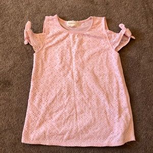 Light pink, Flower patterned Tank-top with sleeves